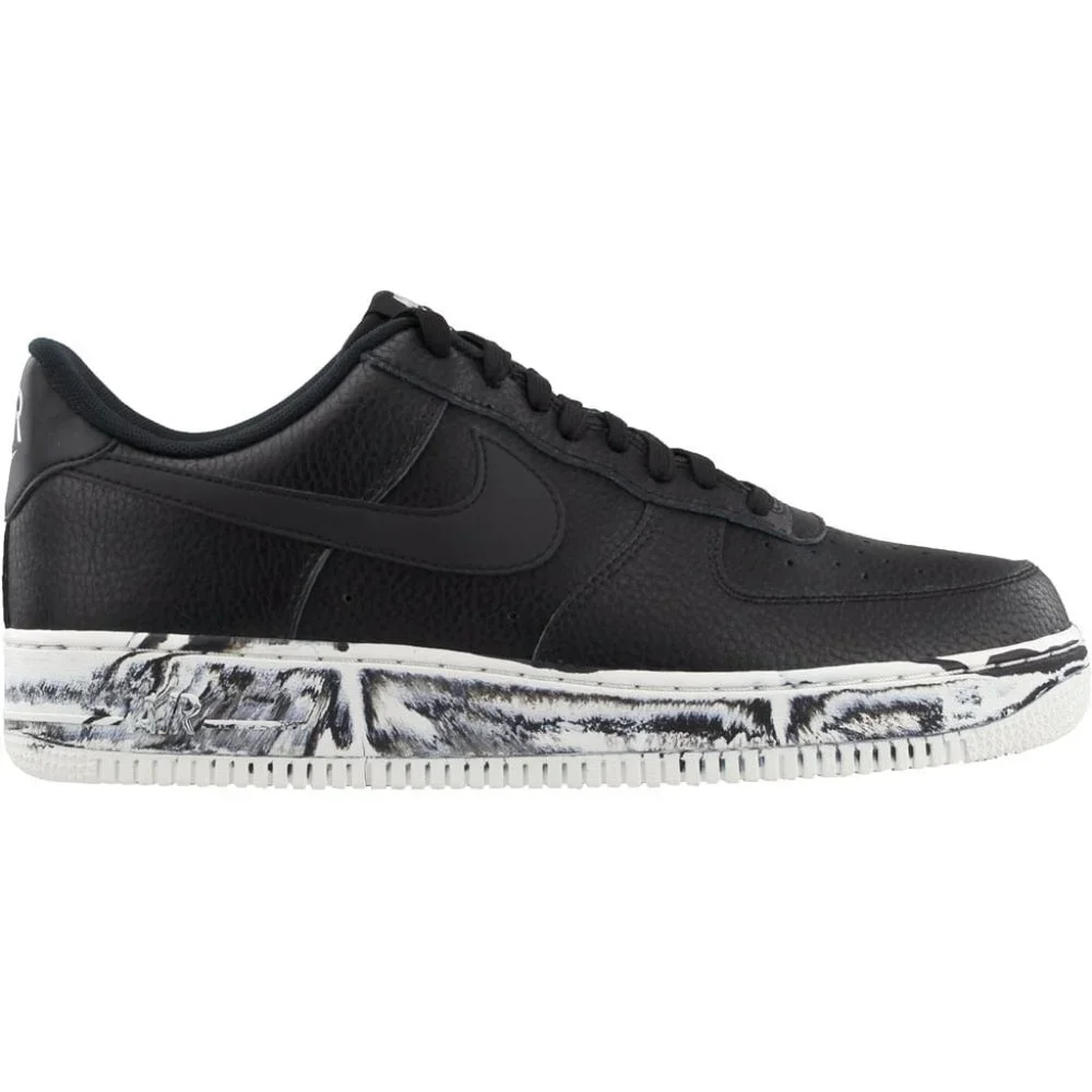 Nike Air Force Low Release Black Marble Leather Lace Up Athletic Shoe Size 10